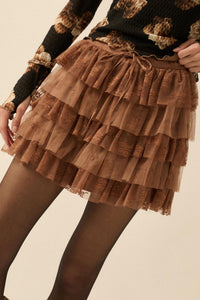 Dolled Up Lace and Mesh Tiered Ruffle Mini Skirt - ShopPromesa
