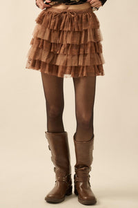 Dolled Up Lace and Mesh Tiered Ruffle Mini Skirt - ShopPromesa