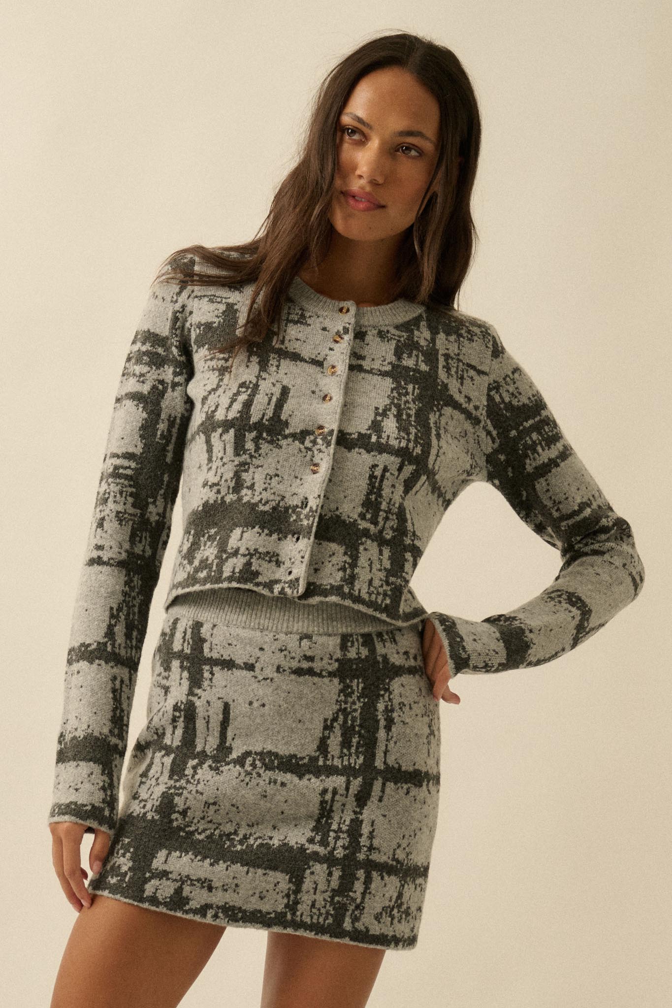 Squared Away Plaid Jacquard-Knit Mini Skort - ShopPromesa