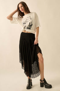 Just Divine Lace Drop-Waist Handkerchief Midi Skirt - ShopPromesa