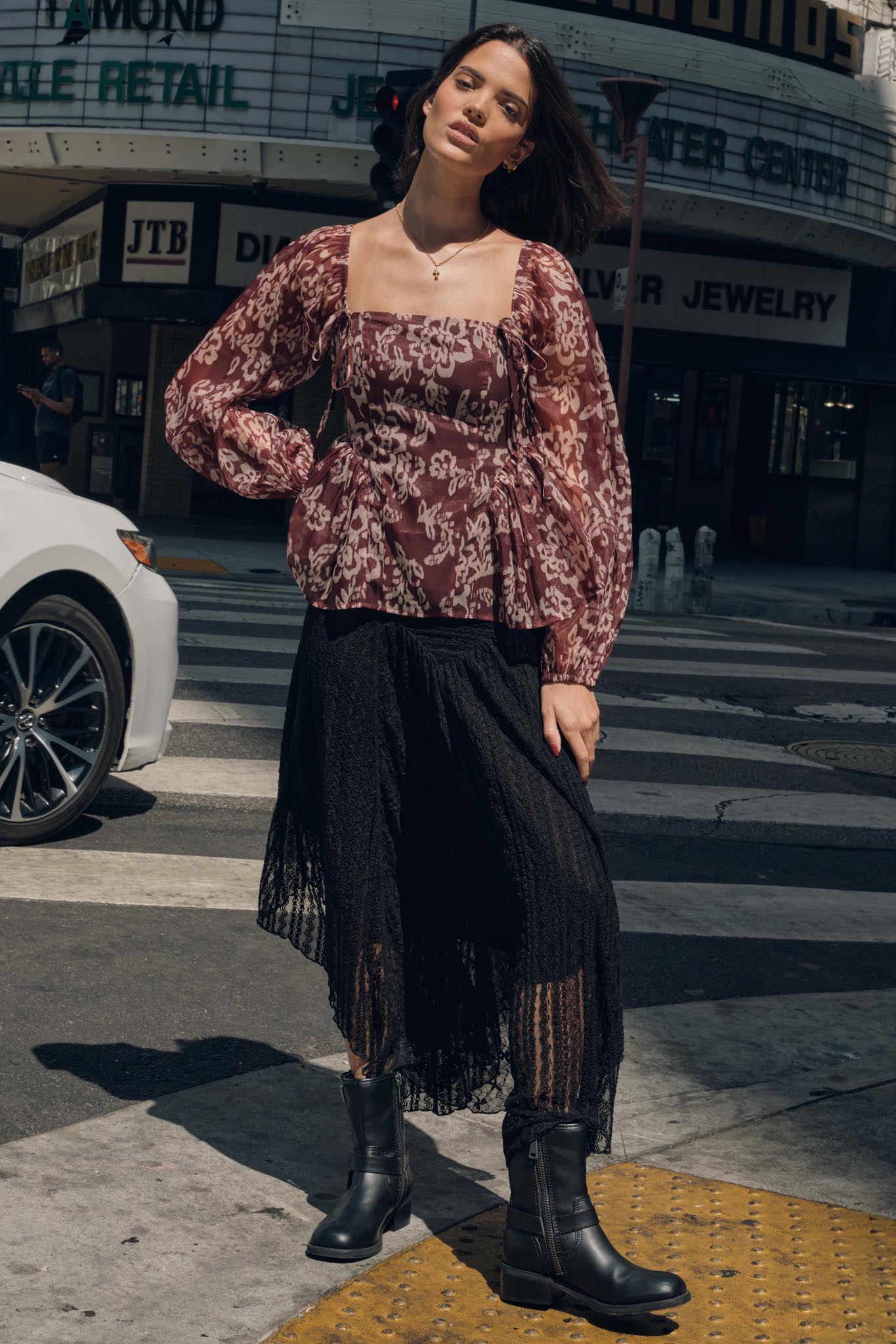 Just Divine Lace Drop-Waist Handkerchief Midi Skirt