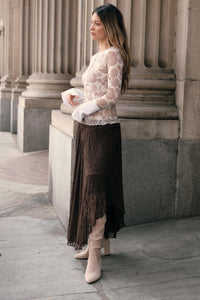 Just Divine Lace Drop-Waist Handkerchief Midi Skirt - ShopPromesa