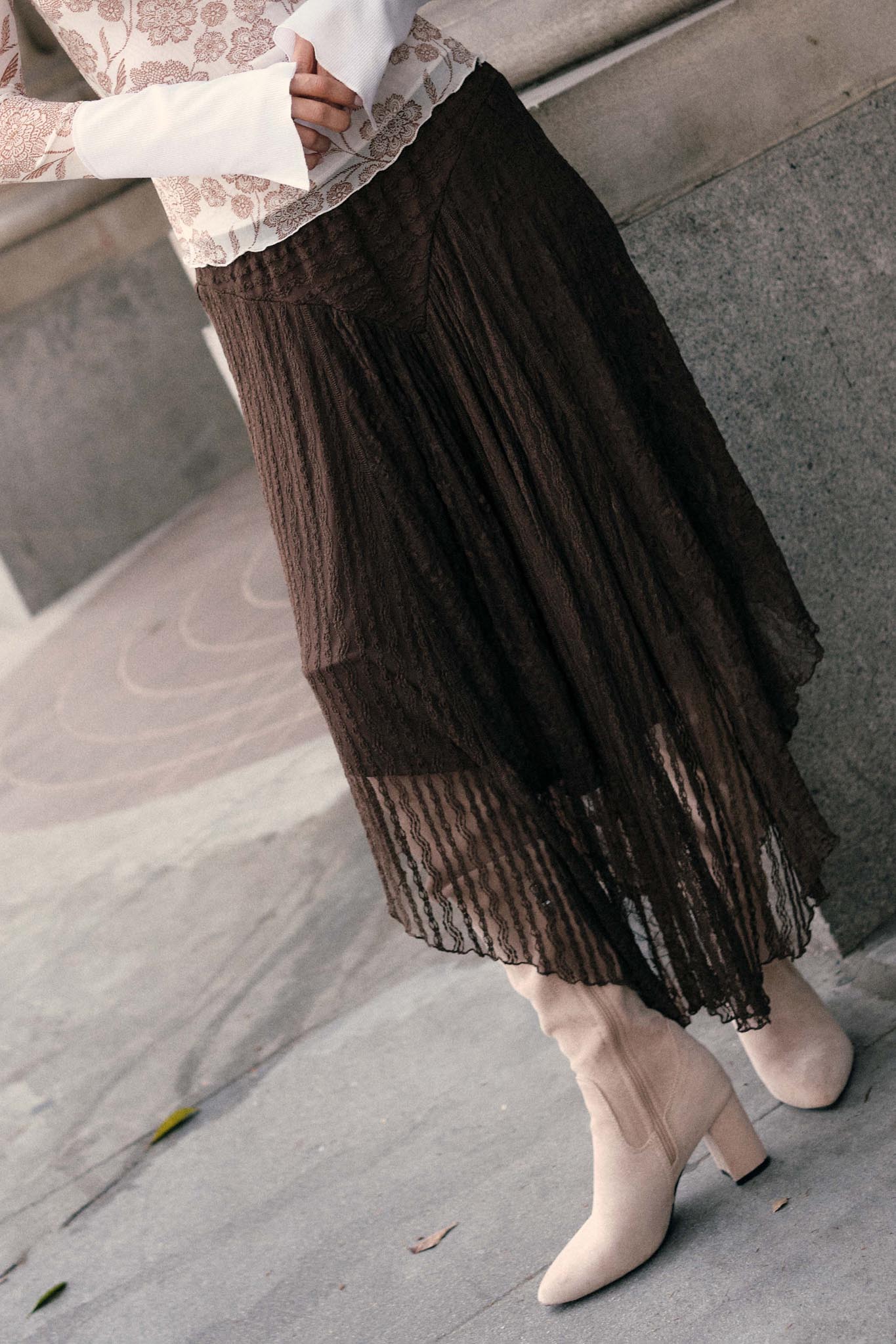 Just Divine Lace Drop-Waist Handkerchief Midi Skirt - ShopPromesa