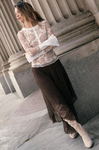 Just Divine Lace Drop-Waist Handkerchief Midi Skirt - ShopPromesa