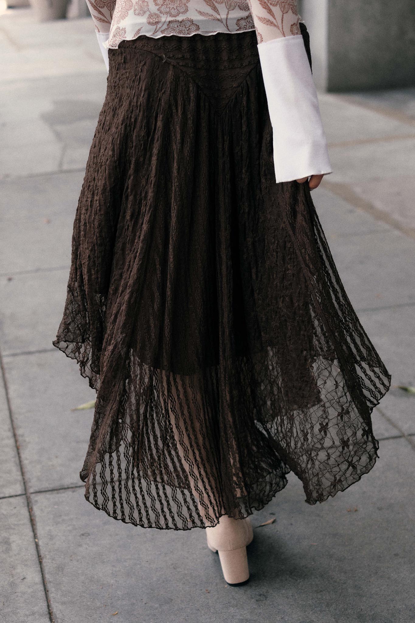 Just Divine Lace Drop-Waist Handkerchief Midi Skirt - ShopPromesa