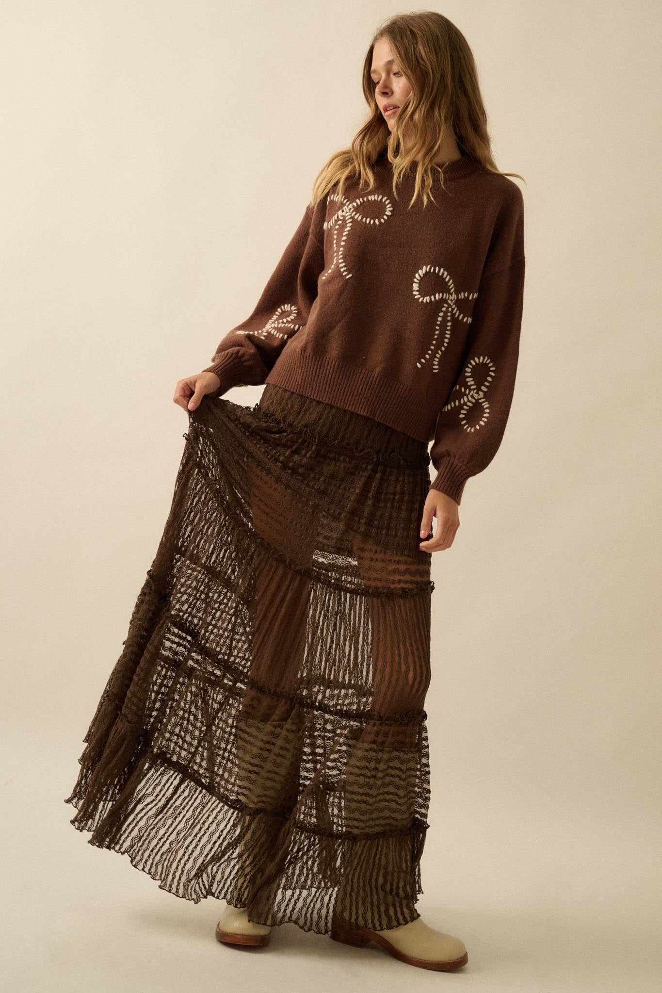 Dreaming of You Striped Lace Tiered Maxi Skirt - ShopPromesa