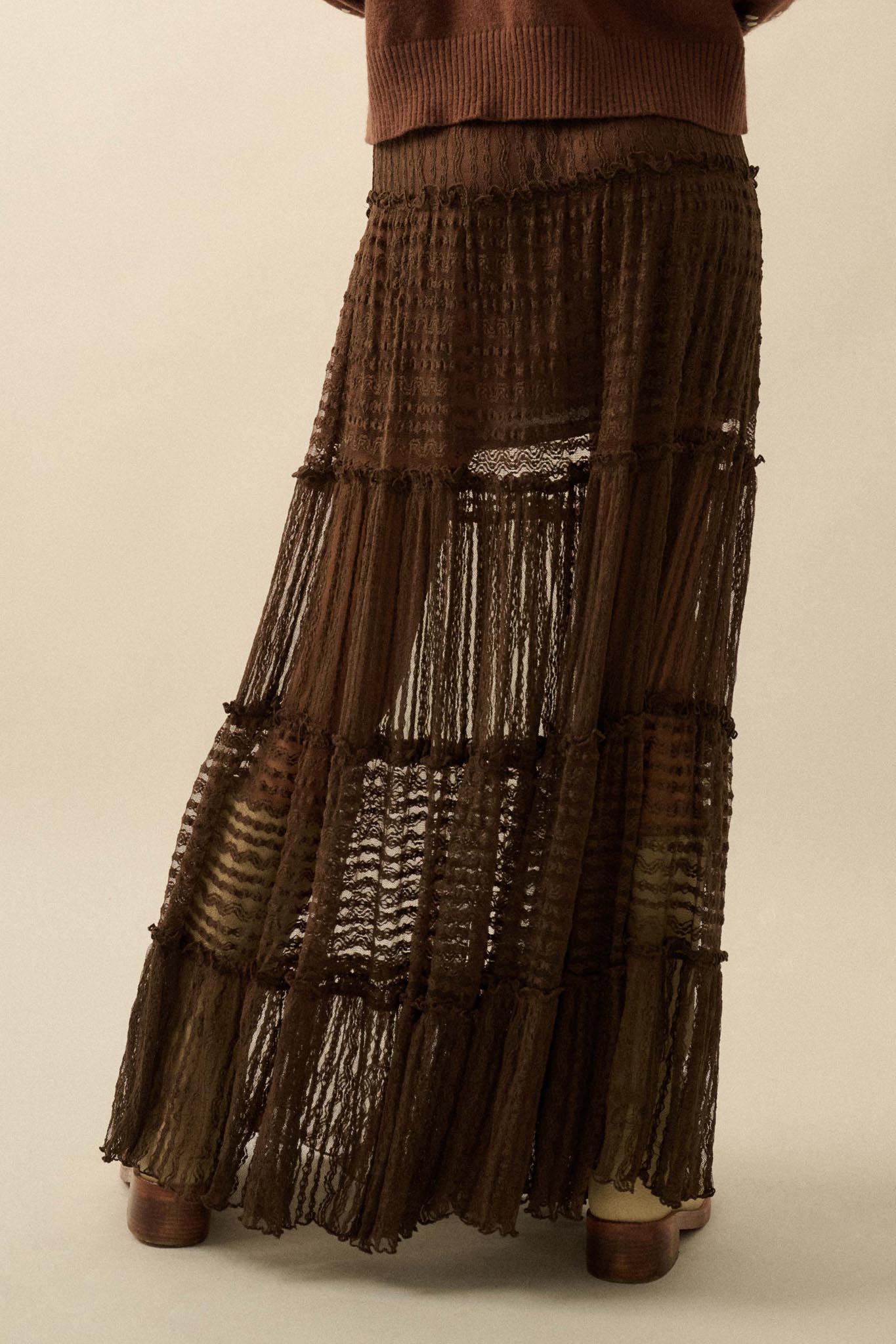 Dreaming of You Striped Lace Tiered Maxi Skirt - ShopPromesa