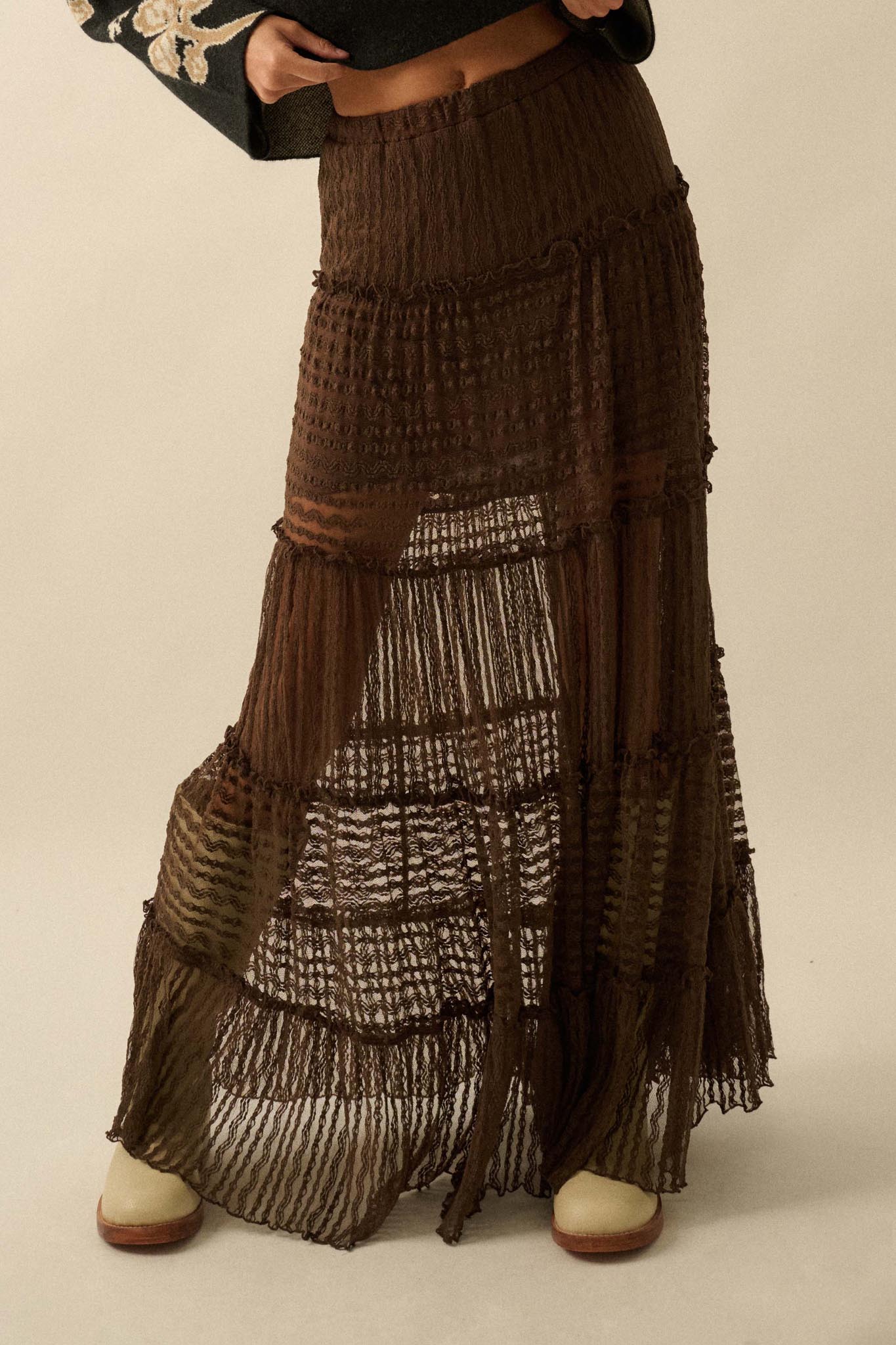 Dreaming of You Striped Lace Tiered Maxi Skirt - ShopPromesa