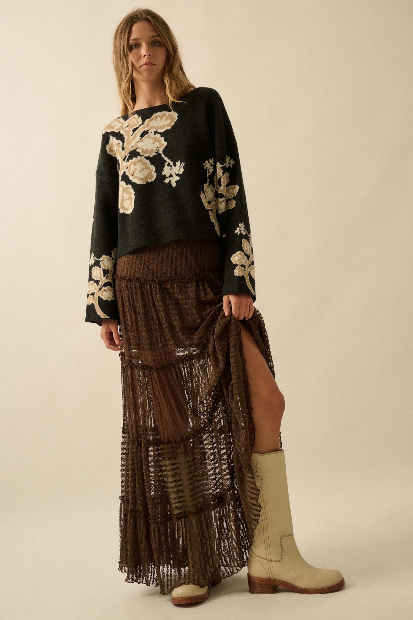 Dreaming of You Striped Lace Tiered Maxi Skirt - ShopPromesa