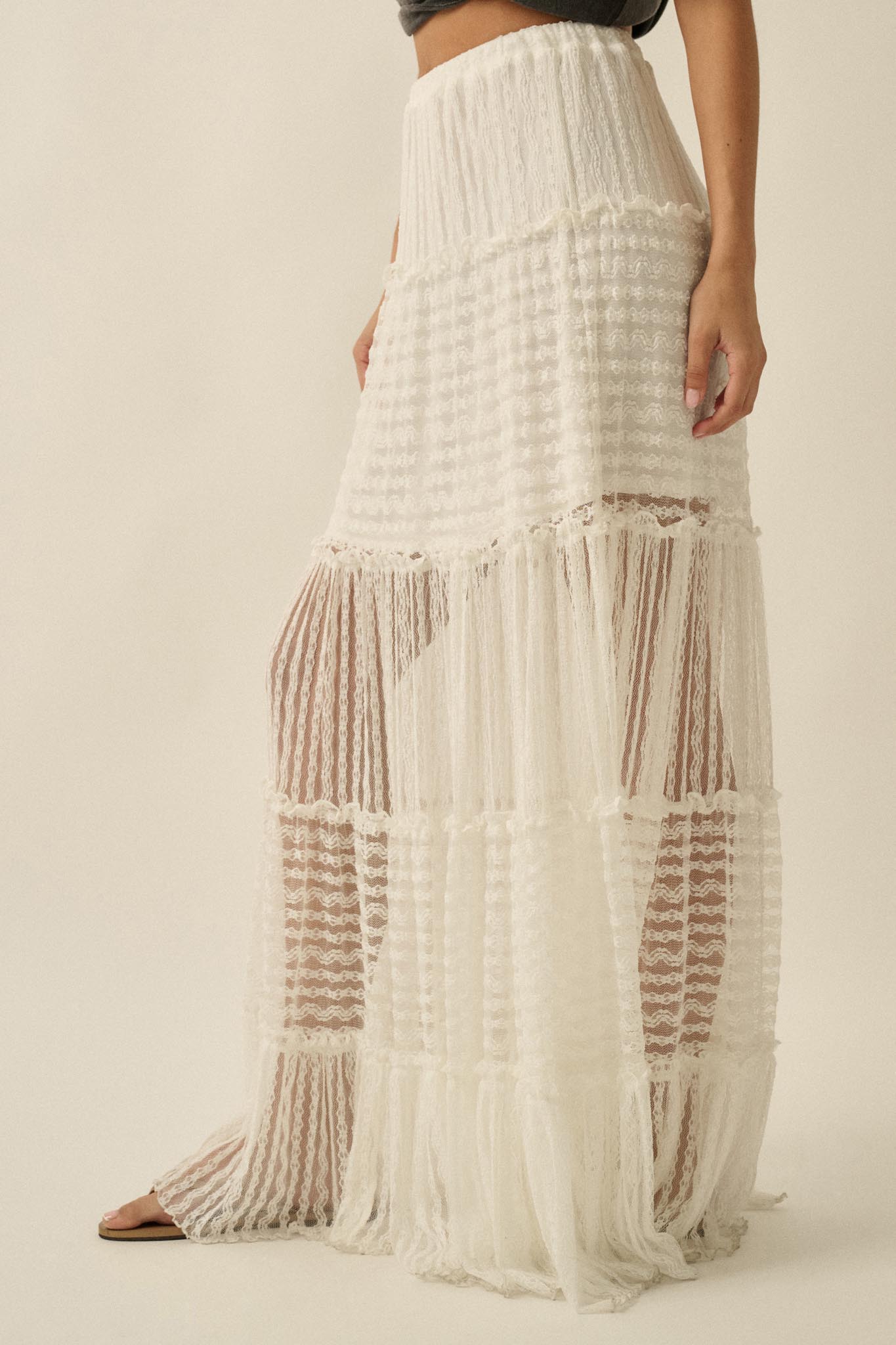 Dreaming of You Striped Lace Tiered Maxi Skirt - ShopPromesa