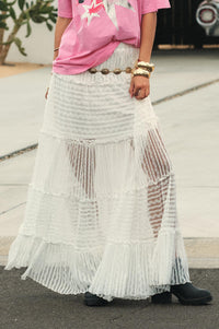 Dreaming of You Striped Lace Tiered Maxi Skirt - ShopPromesa
