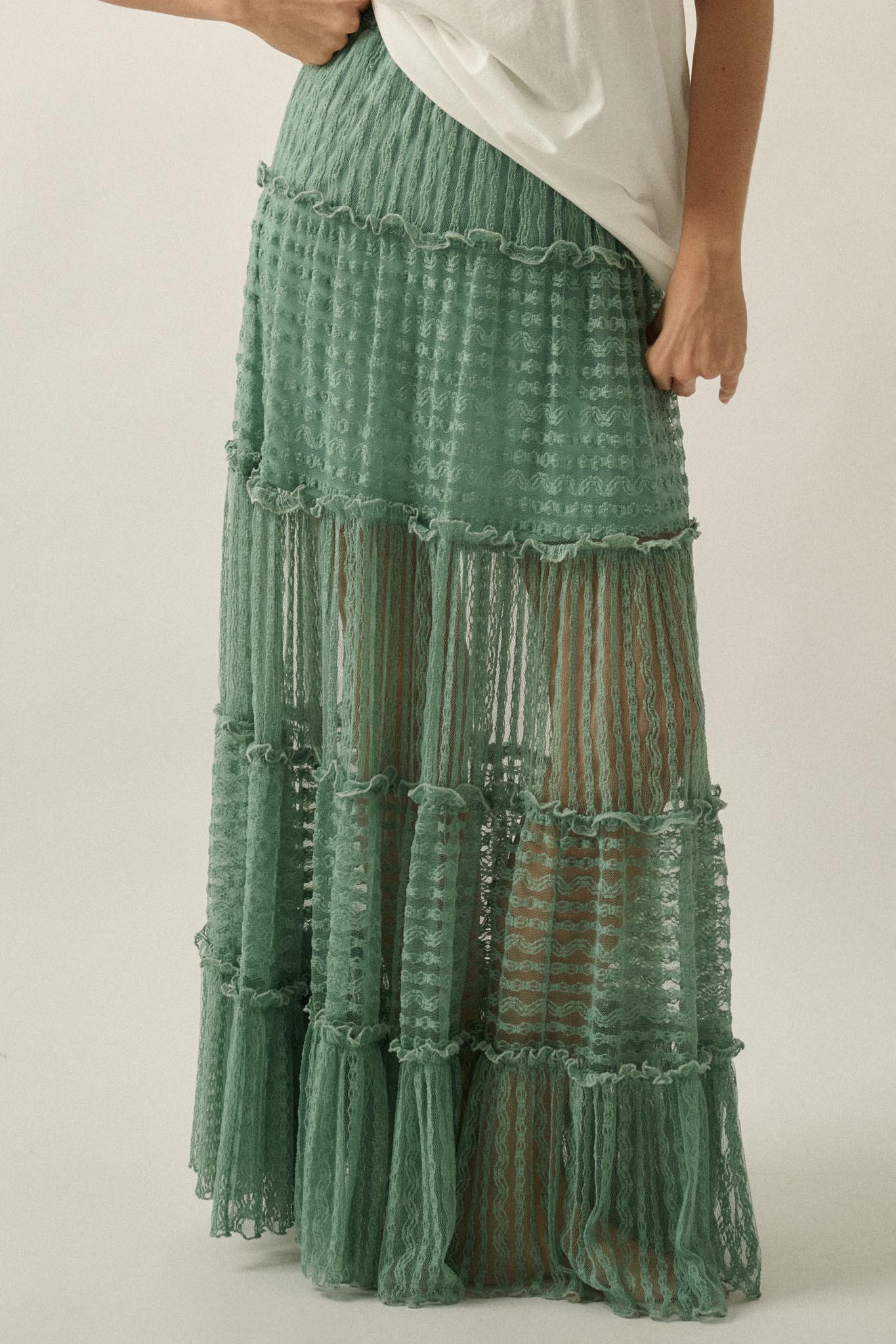 Dreaming of You Striped Lace Tiered Maxi Skirt - ShopPromesa