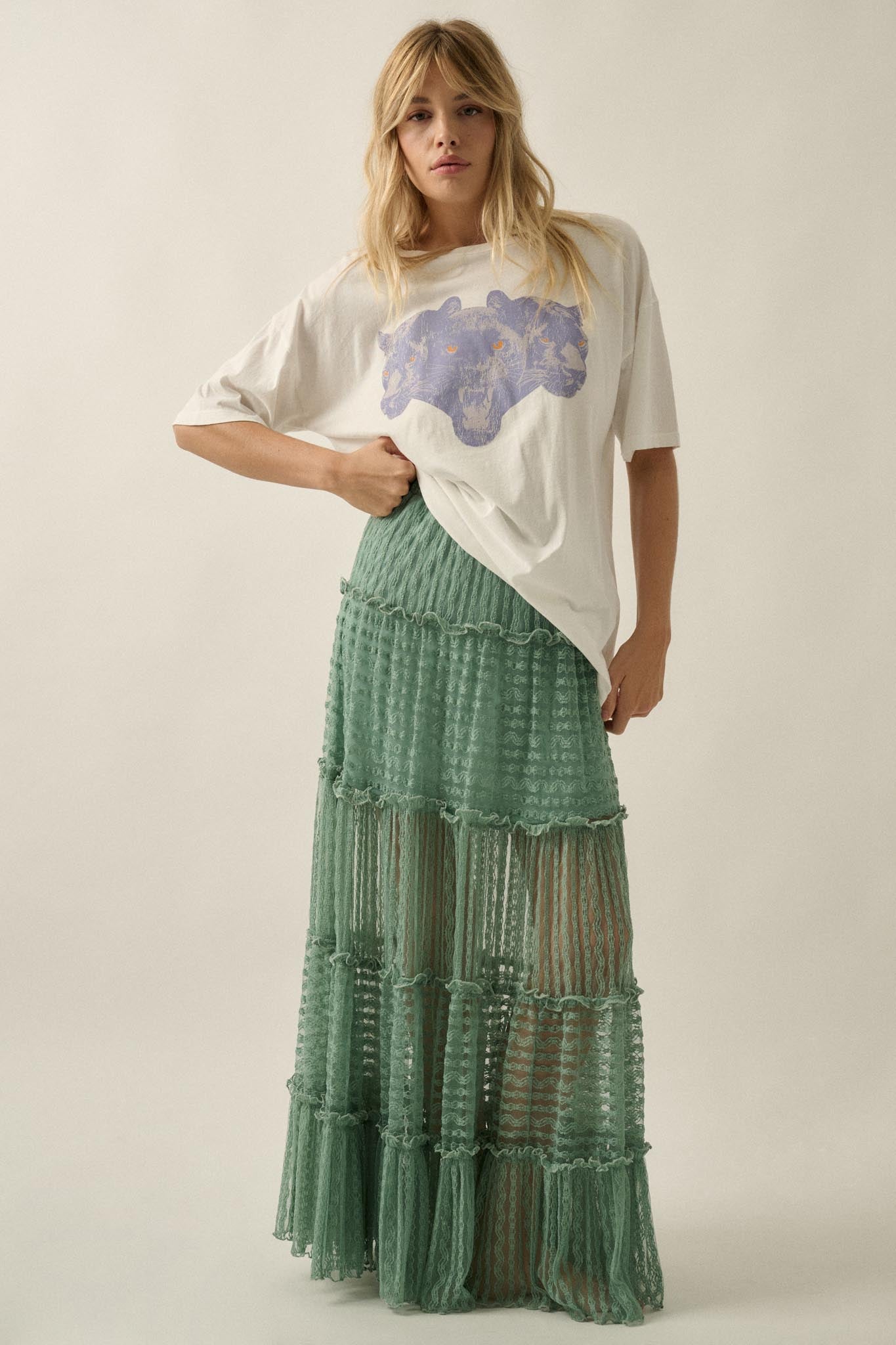 Dreaming of You Striped Lace Tiered Maxi Skirt - ShopPromesa