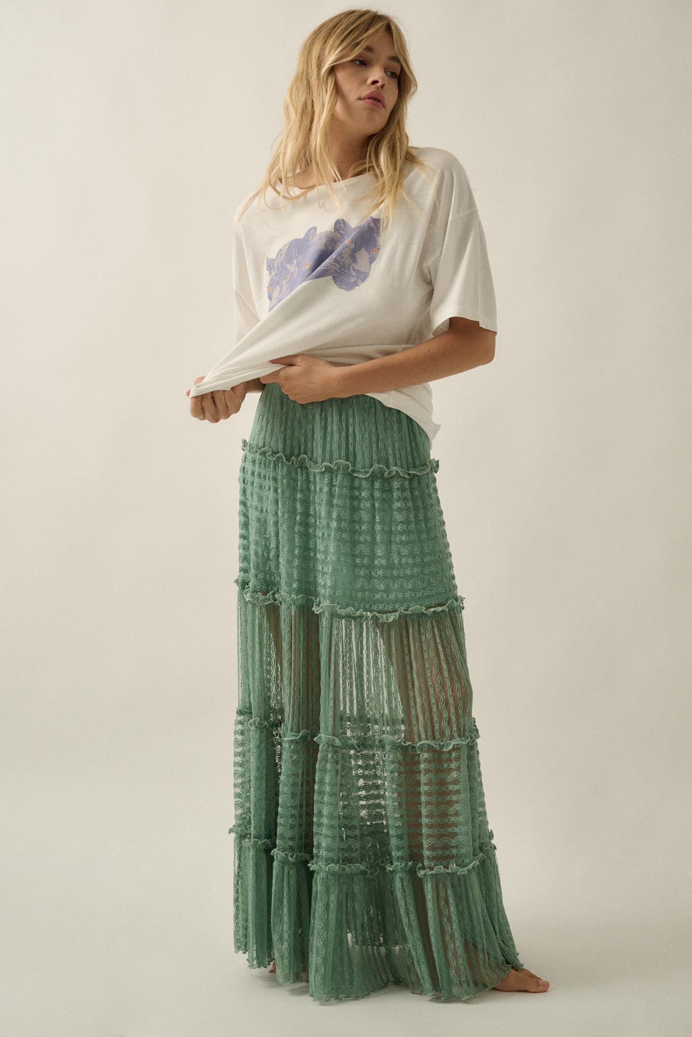 Dreaming of You Striped Lace Tiered Maxi Skirt - ShopPromesa