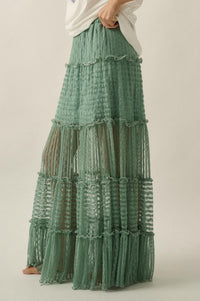 Dreaming of You Striped Lace Tiered Maxi Skirt - ShopPromesa