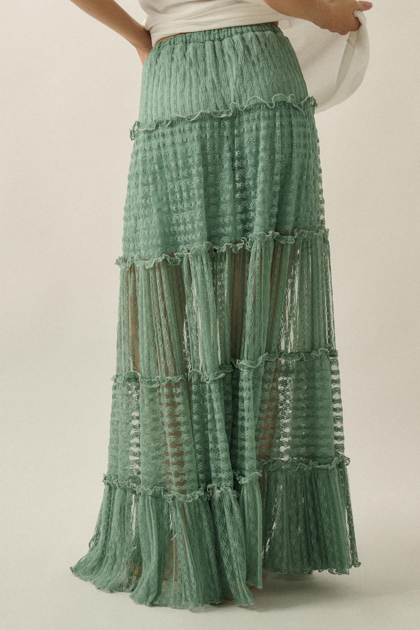 Dreaming of You Striped Lace Tiered Maxi Skirt - ShopPromesa