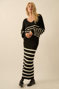 Promise the Label Striped Maxi Sweater Skirt - ShopPromesa