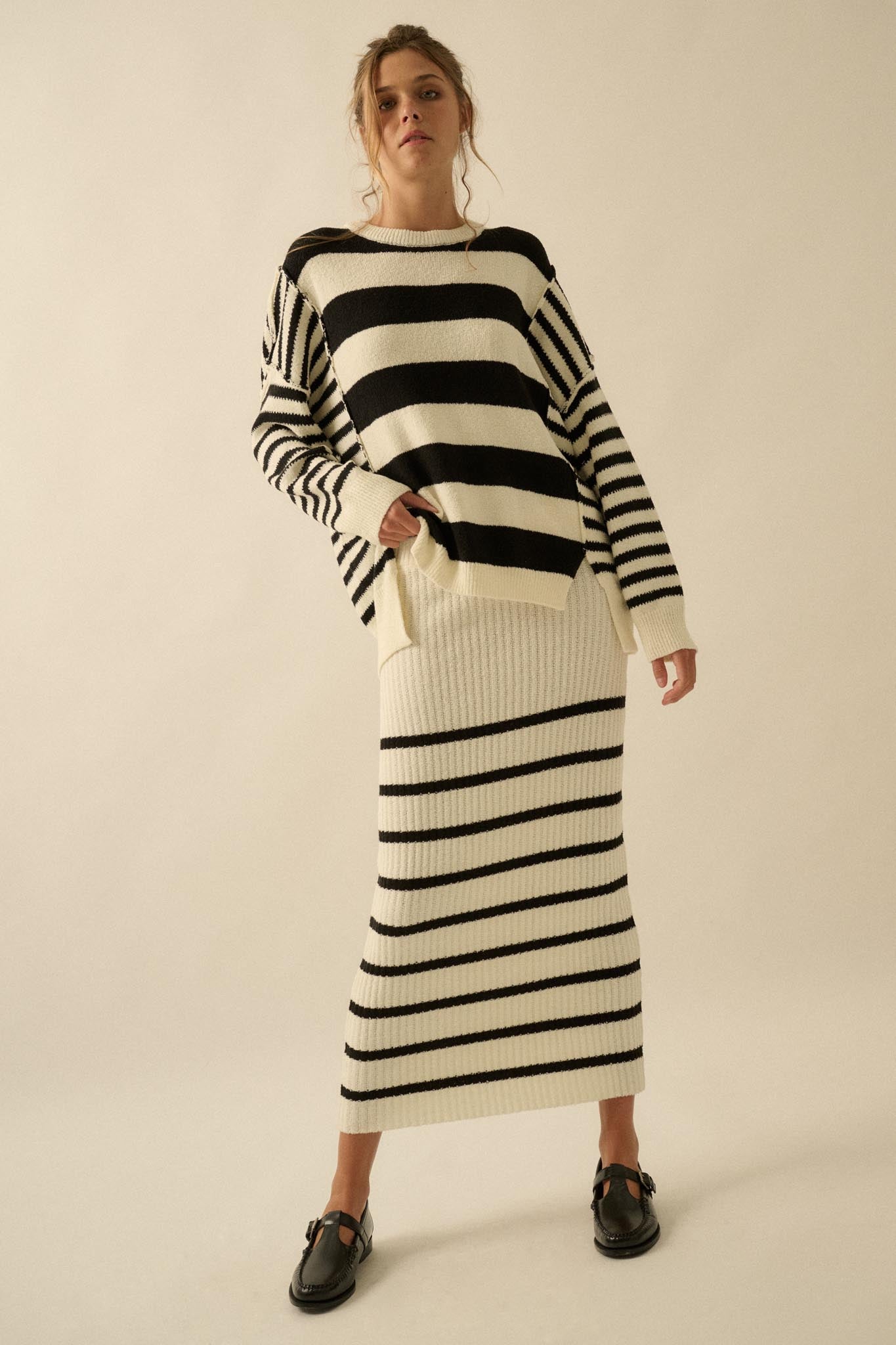 Promise the Label Striped Maxi Sweater Skirt - ShopPromesa