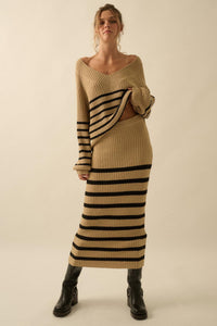 Promise the Label Striped Maxi Sweater Skirt - ShopPromesa