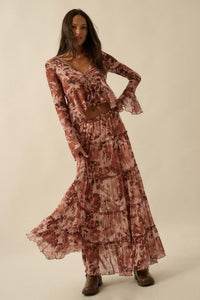 Gorgeous Garden Floral Mesh Tiered Maxi Skirt - ShopPromesa