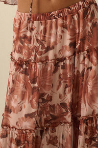 Gorgeous Garden Floral Mesh Tiered Maxi Skirt - ShopPromesa