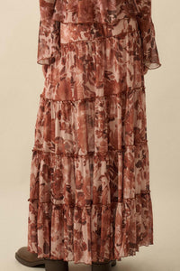Gorgeous Garden Floral Mesh Tiered Maxi Skirt - ShopPromesa