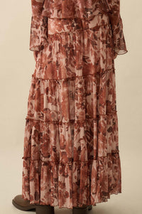 Gorgeous Garden Floral Mesh Tiered Maxi Skirt - ShopPromesa
