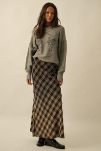 Modern Tartan Bias-Cut Plaid Maxi Skirt - ShopPromesa