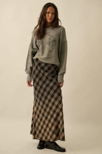 Modern Tartan Bias-Cut Plaid Maxi Skirt - ShopPromesa