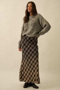 Modern Tartan Bias-Cut Plaid Maxi Skirt - ShopPromesa