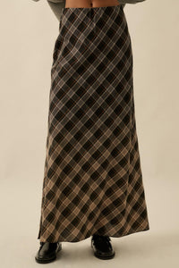 Modern Tartan Bias-Cut Plaid Maxi Skirt - ShopPromesa