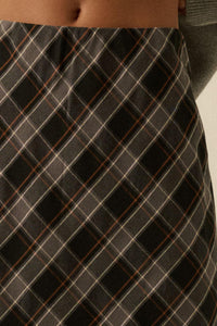 Modern Tartan Bias-Cut Plaid Maxi Skirt - ShopPromesa