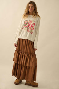 Tender Touch Vegan Suede Tiered Ruffle Maxi Skirt - ShopPromesa