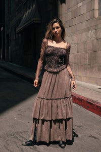 Tender Touch Vegan Suede Tiered Ruffle Maxi Skirt - ShopPromesa