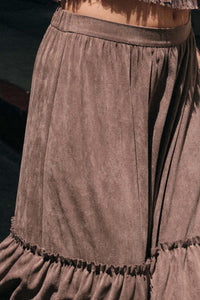 Tender Touch Vegan Suede Tiered Ruffle Maxi Skirt - ShopPromesa
