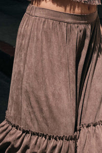 Tender Touch Vegan Suede Tiered Ruffle Maxi Skirt - ShopPromesa