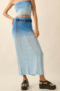 Fade In Ombre Pointelle Crochet-Knit Maxi Skirt - ShopPromesa