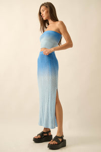 Fade In Ombre Pointelle Crochet-Knit Maxi Skirt - ShopPromesa