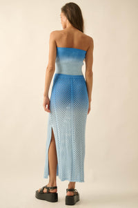 Fade In Ombre Pointelle Crochet-Knit Maxi Skirt - ShopPromesa
