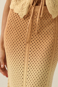 Fade In Ombre Pointelle Crochet-Knit Maxi Skirt - ShopPromesa