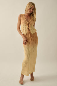 Fade In Ombre Pointelle Crochet-Knit Maxi Skirt - ShopPromesa