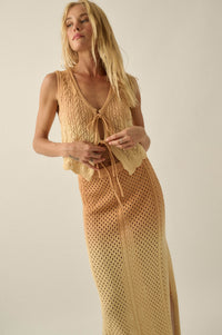Fade In Ombre Pointelle Crochet-Knit Maxi Skirt - ShopPromesa