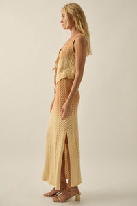 Fade In Ombre Pointelle Crochet-Knit Maxi Skirt - ShopPromesa