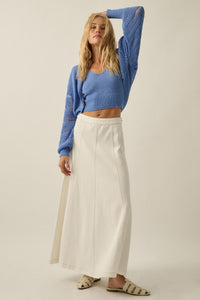 Jean Dream Denim A-Line Paneled Maxi Skirt - ShopPromesa