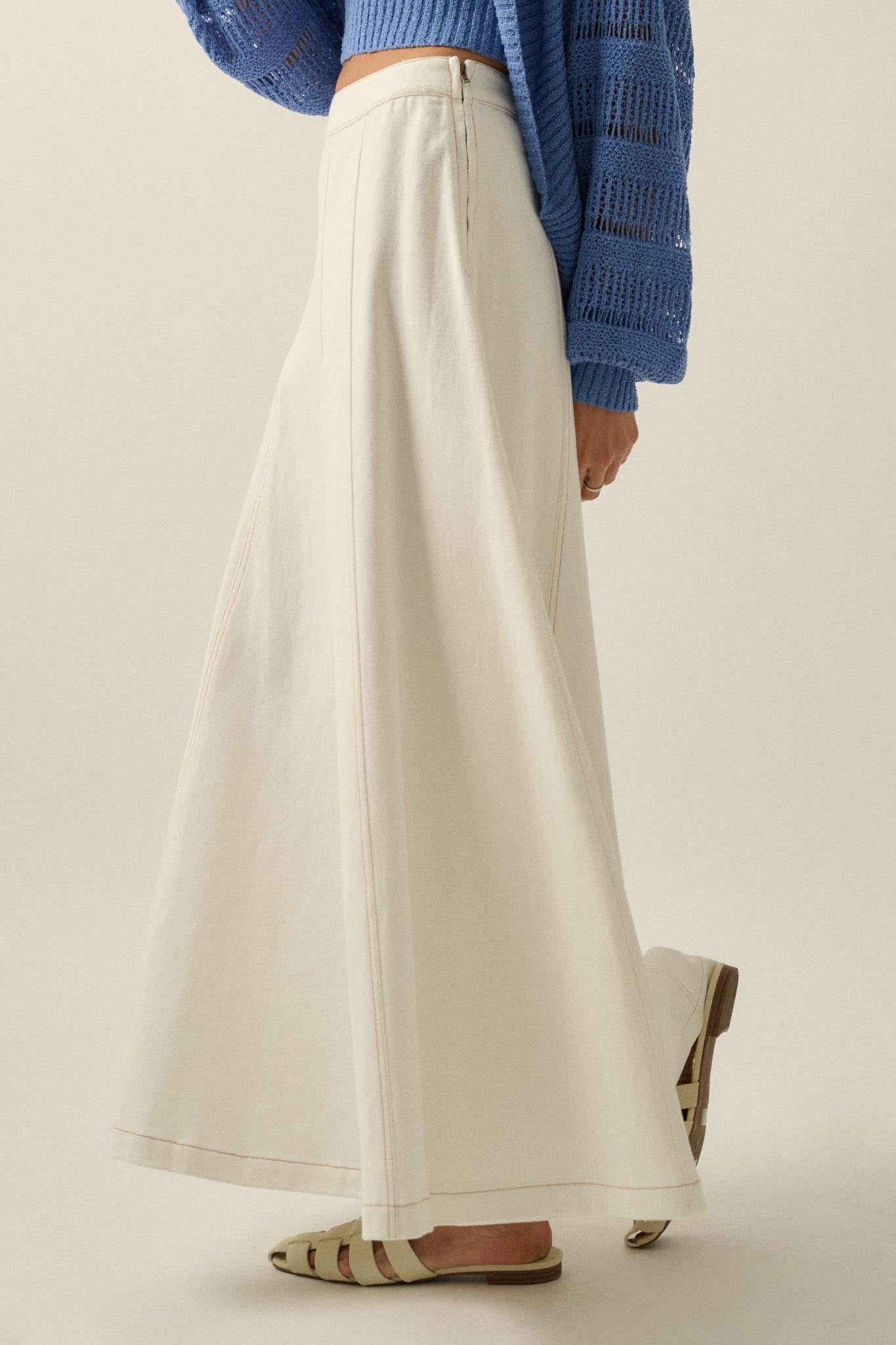 Jean Dream Denim A-Line Paneled Maxi Skirt - ShopPromesa