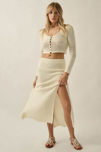 More Than Anything Pointelle Rib-Knit Maxi Skirt - ShopPromesa