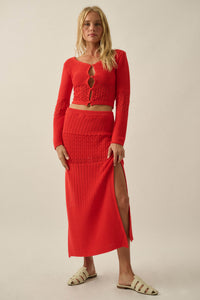 More Than Anything Pointelle Rib-Knit Maxi Skirt - ShopPromesa