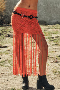 Fringe Festival Crochet Fringed Maxi Skirt - ShopPromesa