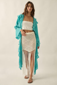Fringe Festival Crochet Fringed Maxi Skirt - ShopPromesa