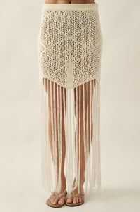 Fringe Festival Crochet Fringed Maxi Skirt - ShopPromesa